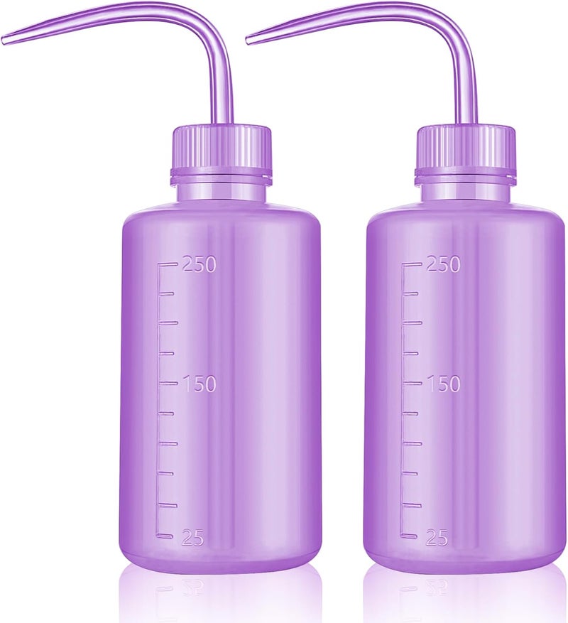 DERSTRA Wash Bottles - 2pcs 250ml Safety Watering Tools, Economy Plastic Squeeze Bottle, Medical Label Green Soap Cleaning, Washing Tool (Purple) - Image 1